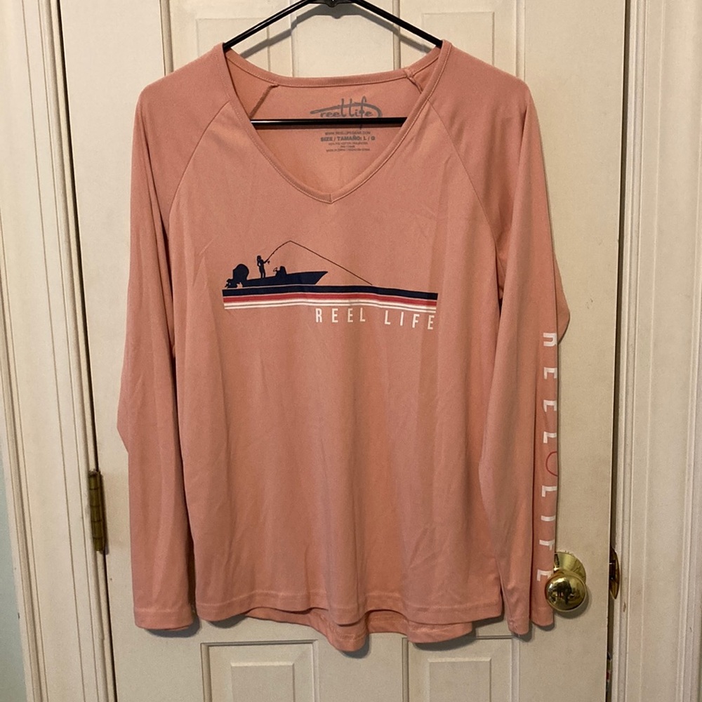 Reel life, Size: L, Condition: new, and material: 100% cotton.